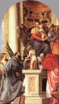 パオロ・ヴェロネーゼ Painting - マドンナ 聖ルネサンスのパオロ・ヴェロネーゼとともに即位